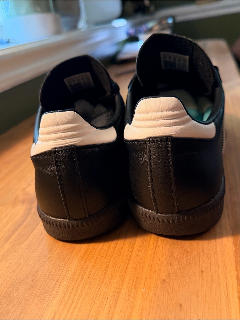 Adidas Samba Black with White Stripes Men's Leather Sneakers - Picture 4 of 5